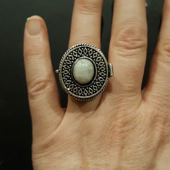 New Rainbow Moonstone 925 Silver Poison Ring. - Picture 5 of 8